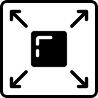 Expandable space icon representing spacious apartment interiors.