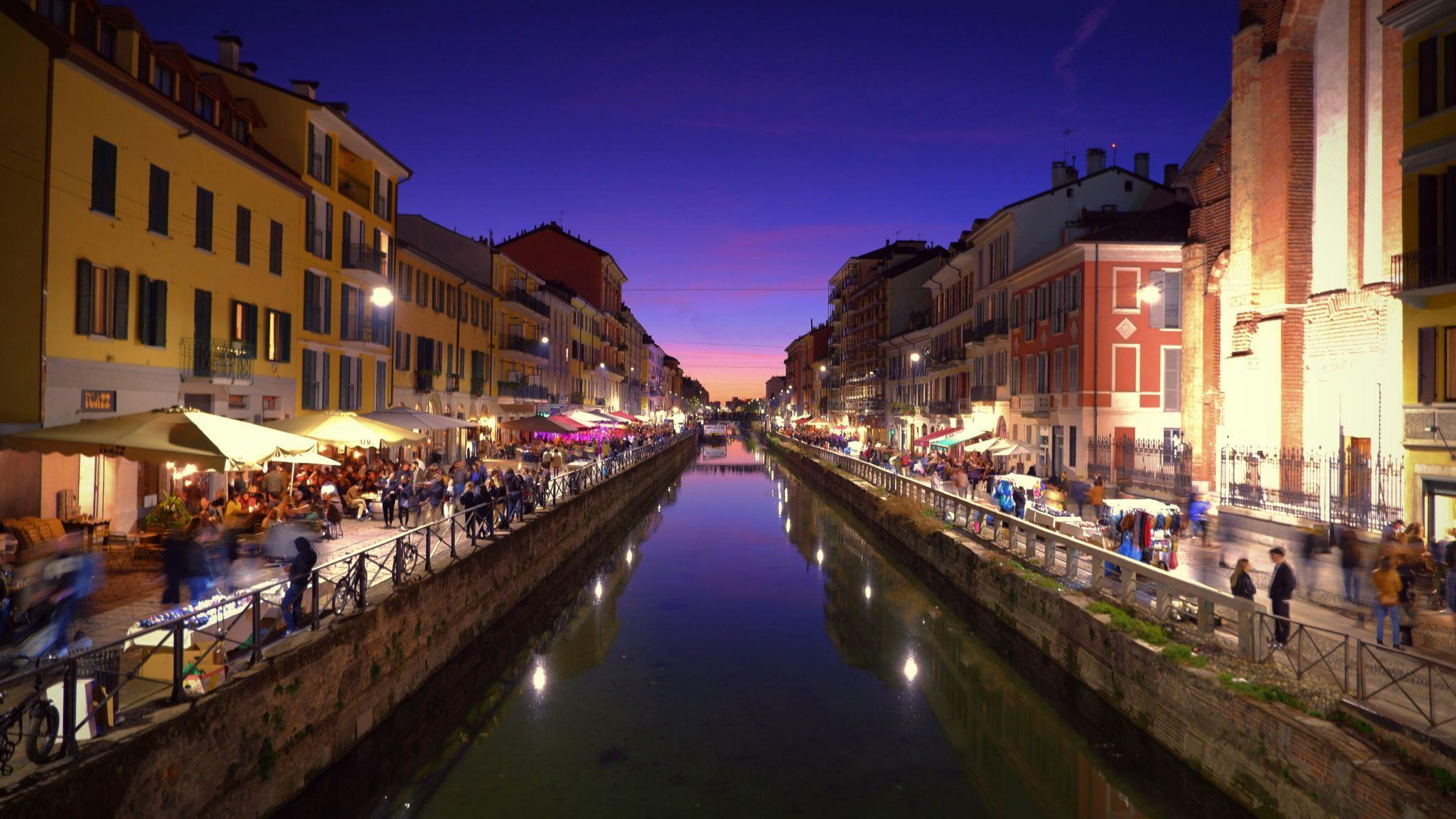 Night view of Navigli Grande canal in Milan, highlighting local dining and nightlife as featured in our Milan local guide.